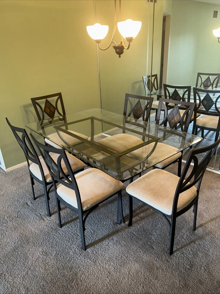 Juego de mesa de comedor de cristal para 6 Foto 2 de 4