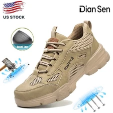 Men Work Boots Steel Toe Breathable Anti-Puncture Soft Casual Hiking Footwear US