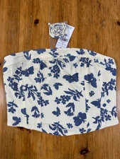 American Eagle Cottage Floral Butterfly Corset Tube Top Linen Blend Women XS
