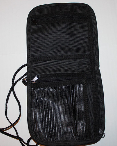 American Tourister Black Nylon Zippered Travel Wallet with Detachable Neck Band