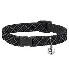 Cat Collar Breakaway with Bell Buffalo Plaid X Charcoal/Black/Gray NARROW Fits 8