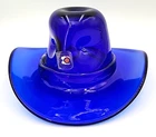 Vintage Blenko Glass #8523 Cobalt Blue Small Cowboy Hat