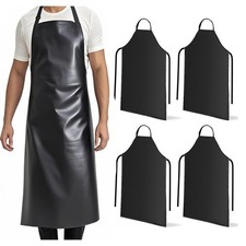 4 Pack Heavy Duty Lightweight Waterproof Rubber Vinyl Aprons, Chemical Resist...