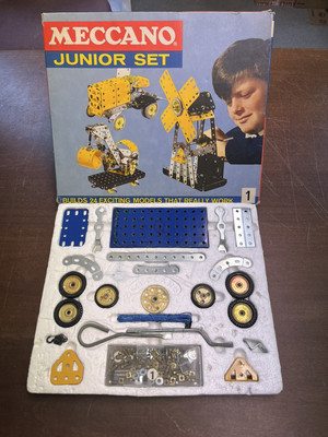 Vintage Meccano Junior Set 1, 1969, 100% komplett im Originalkarton