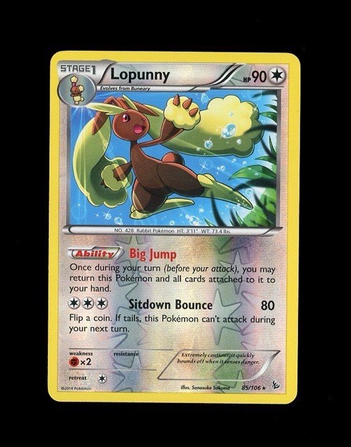2014 Pokemon FLASHFIRE LOPUNNY REVERSE HOLO 85/106 RARE! LP 