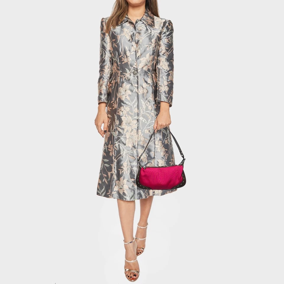 Bolso Eluna Pequeño Escada Magenta/Marrón Oscuro Cuero y Lona Foto 2 de 4