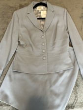 Talbots Two Piece Jacket Skirt Set Business Suit Blue Shoulder Pads Wool Size12