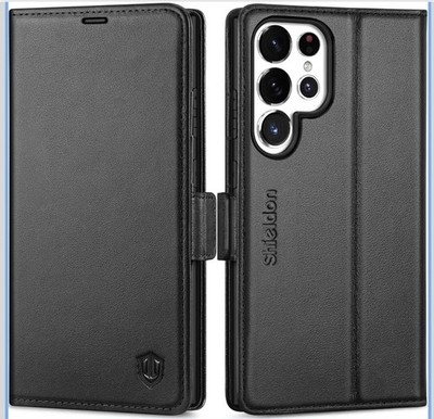 SHIELDON Wallet Case for Galaxy S25 Ultra 6.9'', Genuine Leather Folio Case
