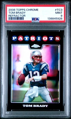 2008 TOPPS CHROME REFRACTOR #TC3 TOM BRADY PSA 9