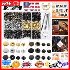 120 Set Leather Snap Fasteners Kit, 12.5mm Metal Button Snaps Press Studs wit...