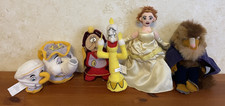 Set- 6 Disney Store Beauty And The Beast Plush Toys-Belle,Cogsworth,Beast, Potts