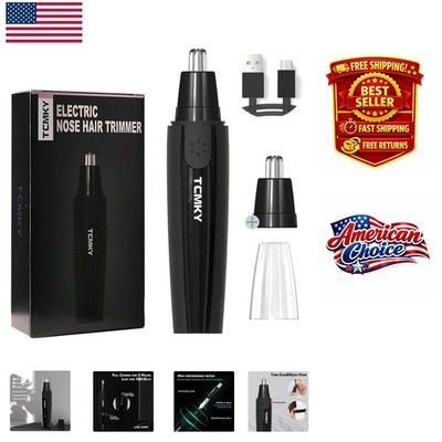 Compact 360° Rotary Ear and Nose Hair Trimmer with Extra Blade - Black