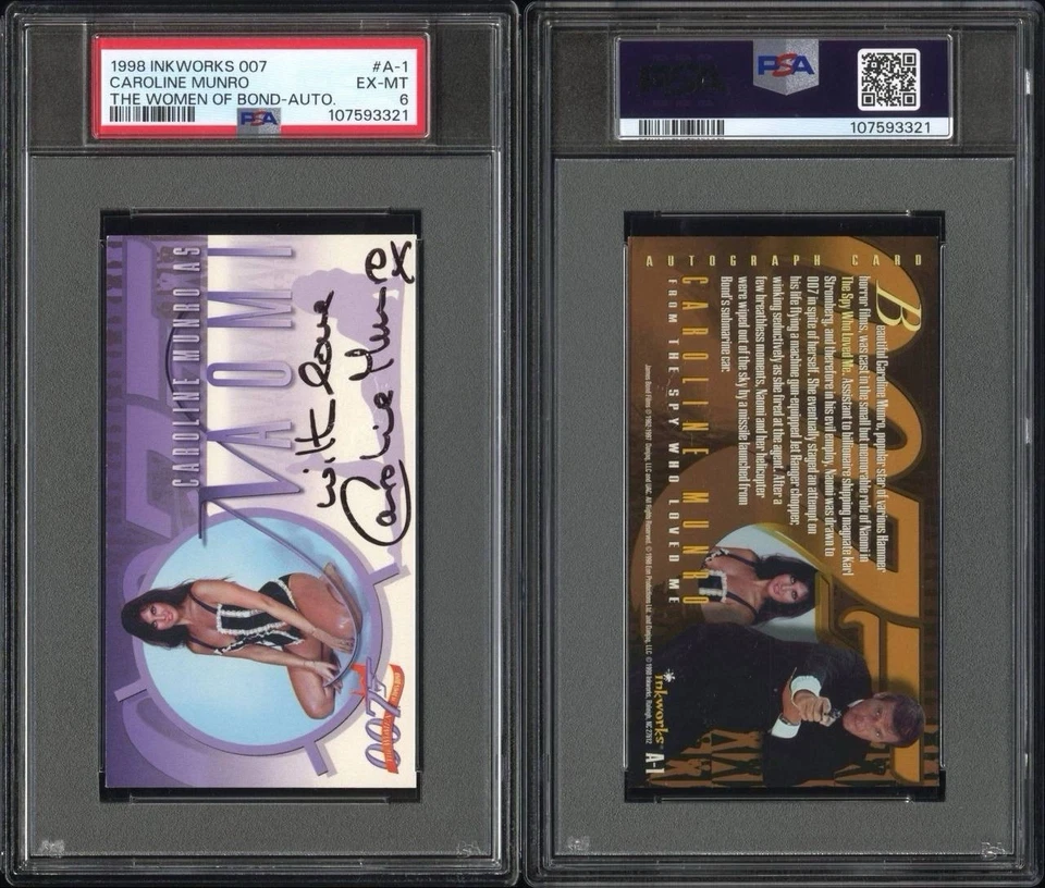 Tarjeta autógrafa PSA 6 Women of James Bond A-1 Caroline Munro 1998 Foto 3 de 3