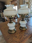Pair of 17"  Vintage Milk Glass Lamps