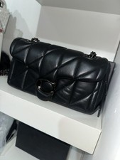 Coach Tabby 20 Quilted Shoulder Bag Leather, Black/Gold