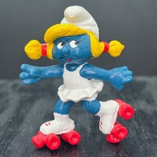 Smurfs 20126 Roller Skating Smurfette Vtg Schleich Peyo PVC Figure Skates Skater