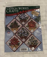NIP Design Works Holiday Florals Flower Ornaments Beaded Cross Stitch Kit 5468