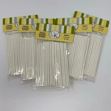 White paper sucker sticks NEW 4.5” x 5/32” 5 packs, 250 total