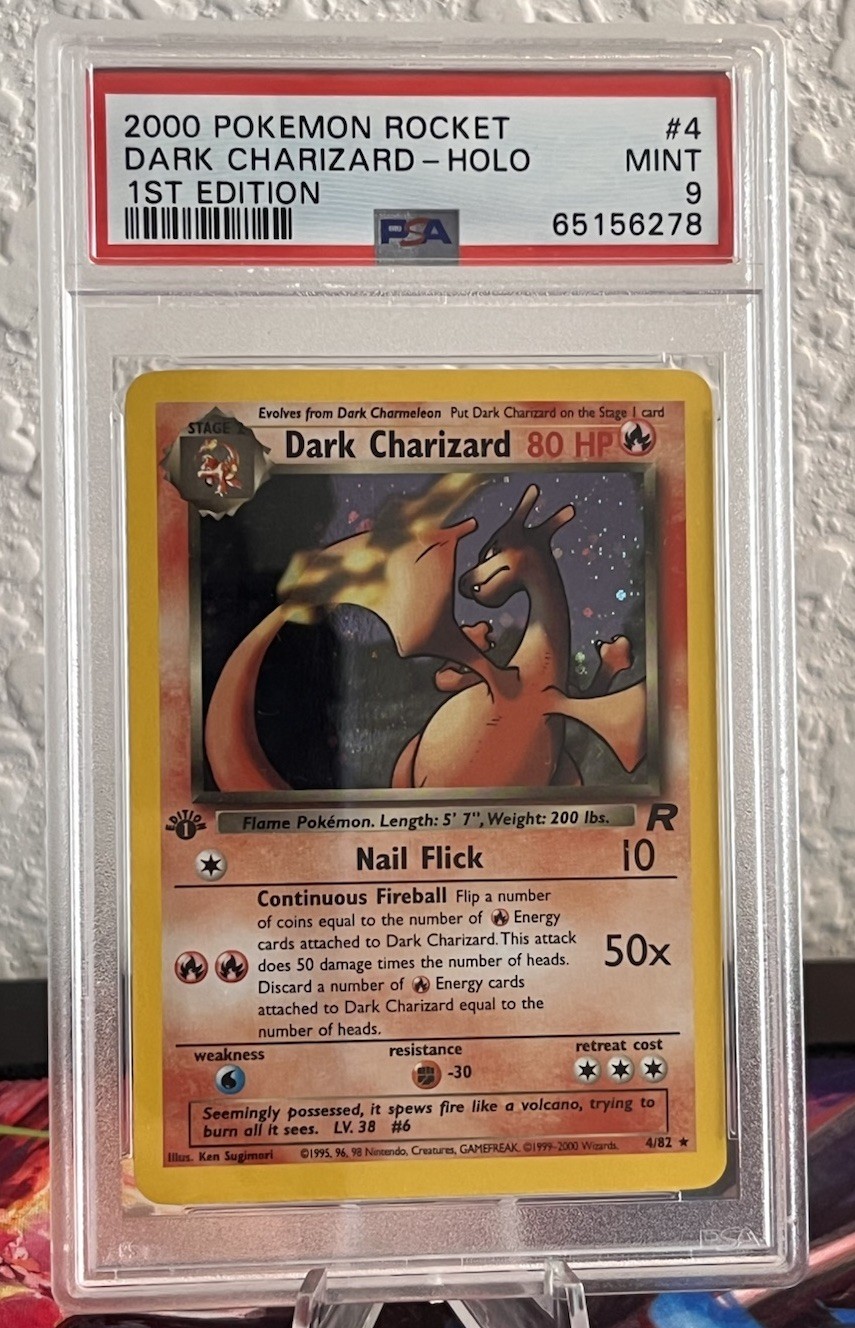 Pokémon TCG Dark Charizard 4/82 Team Rocket Holo 1st Edition PSA 9