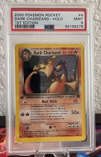 Pokémon TCG Dark Charizard 4/82 Team Rocket Holo 1st Edition PSA 9