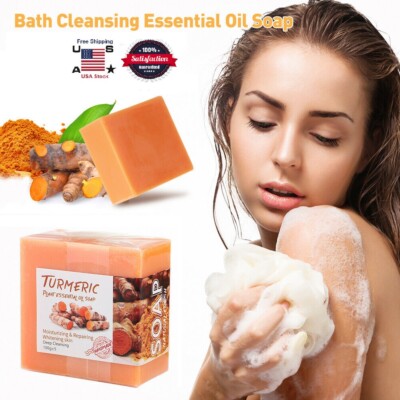 3× Turmeric Soap Natural Herbal Whitening Handmade Soap For Acne And Dark Spots