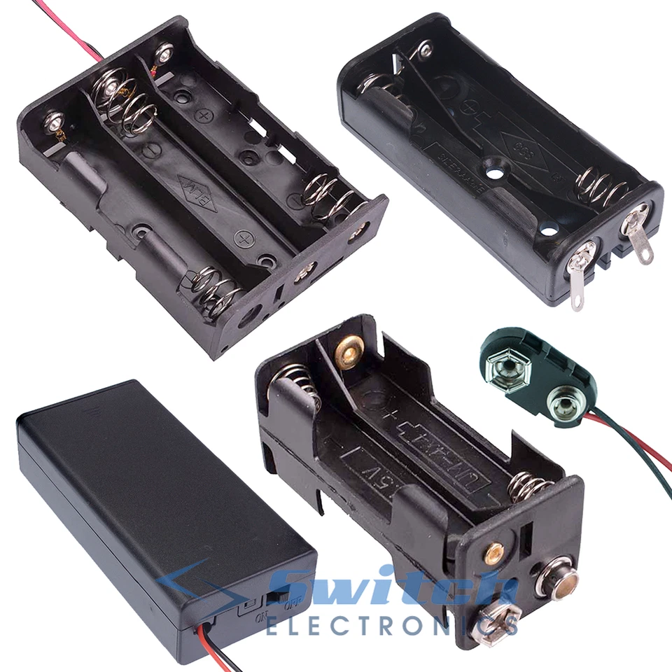 AA / AAA / PP3 Battery Holder Box Case Connector Open or Enclosed
