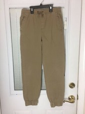 Boy's Youth Urban Pipeline Tan Khaki Drawstring Waist Elastic Ankle Pants Size L