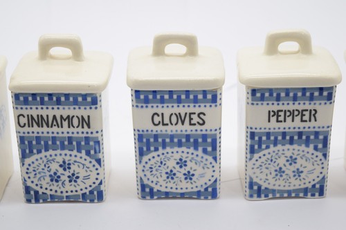 5 Vintage DITMAR URBACH Czechoslovakia Porcelain Kitchen Spices Container Set - Picture 3 of 9