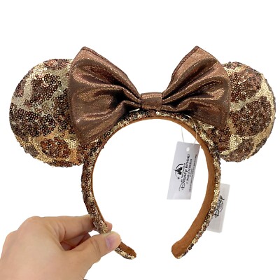 Disney Brown and Gold Kids Mouse Ears Headband Minnie Mouse Ears, Disney Ears for Adults and Kids  main image 2