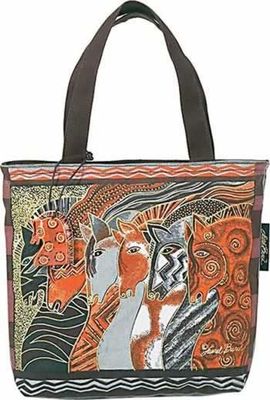 Moroccan Mares Laurel Burch Small Horse Canvas Purse Tote Handbag Black LB2013