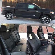 2014-2021 Tundra Crew Max Sr5 Trd Black Leather Seat Covers Kit 2014-2021 Tundra Crew Max Sr5 Trd Black Leather Seat Covers Kit