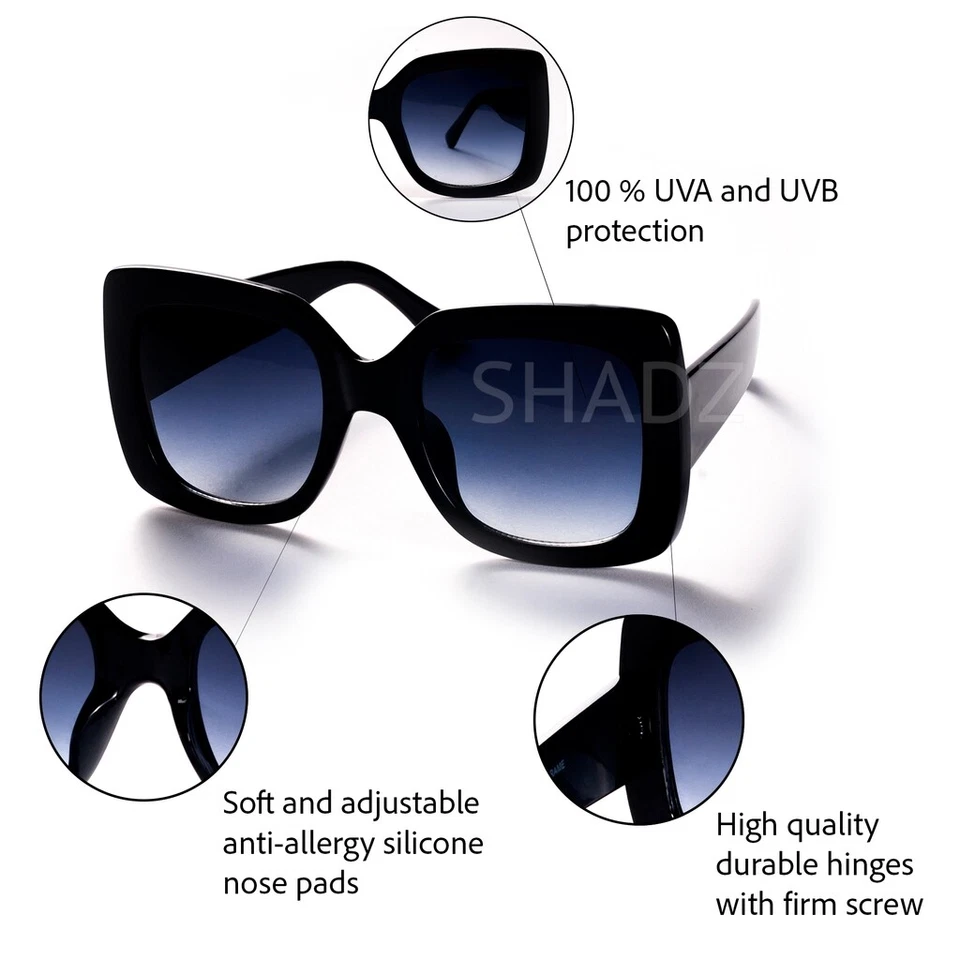 Gafas de sol "JACKIE" grandes de gran tamaño XL cuadradas dama mujer retro vintage GAFAS Foto 3 de 4