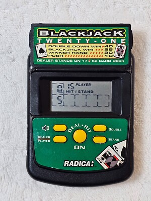 BLACK JACK 21 ELECTRONIC HANDHELD GAME #2859 TRAVEL CASINO - Working! See Video