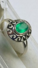 CUTE SEA GREEN CHALCEDONY IN STERLING SILVER 925 RING SIZE 9.5 