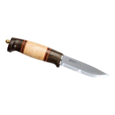 Helle Outdoormesser HARDING, Dreilagenstahl, Masserbirke, dunkles Eichenholz