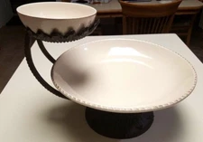 THE GG COLLECTION TWO TEIR SERVING TRAY WITH IRON BROWN STAND