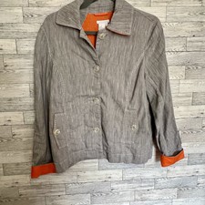 Gray Spanner Jacket Size 2 Orange Cuffs/collar Top Stitch Pockets 