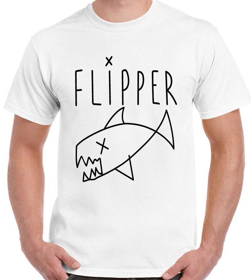 Flipper Fisch Hai Kurt Cobain T-Shirt Schwarz Oder Weiß