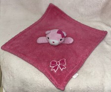 Baby Gear Teddy Bear Bow Lovey Security Blanket Hot Pink Plush Baby Toy 15x15  