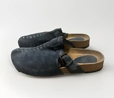 Sofft Clogs Women Sz 11 Suede Slip On Branwen Havana Navy Blue Cork Comfort