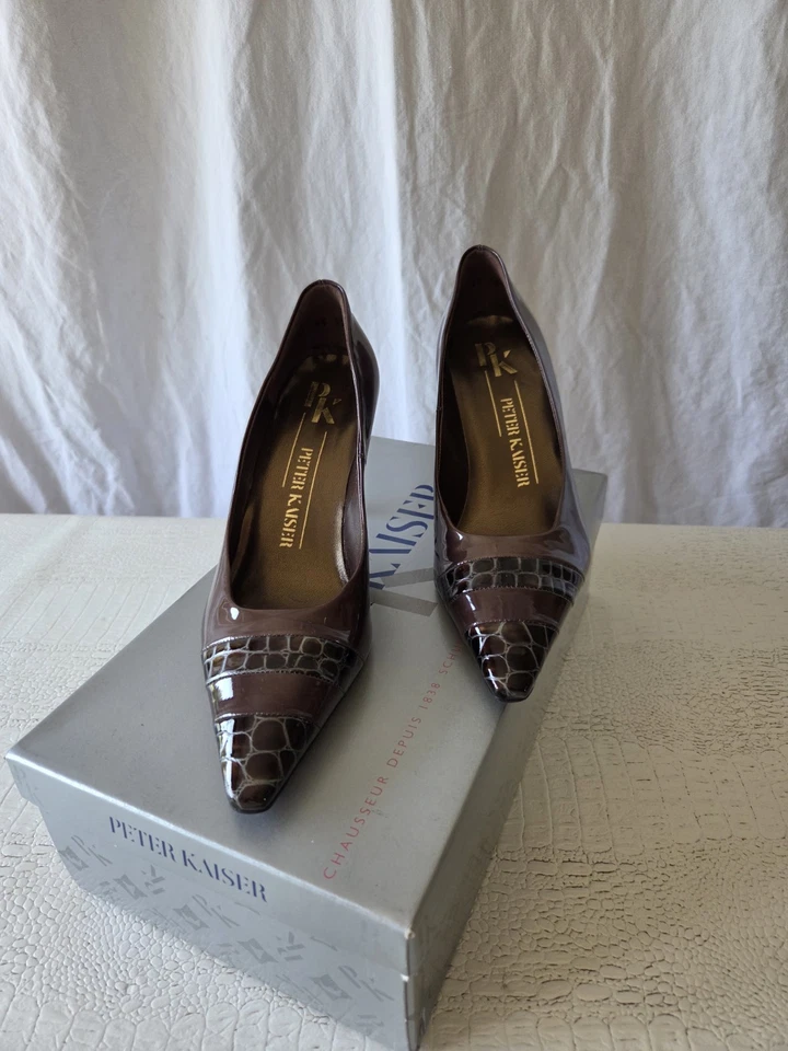 PETER KAISER Chaussures Escarpins Marron Vernis 3 35.5 Croco Neuf - Photo 3/4