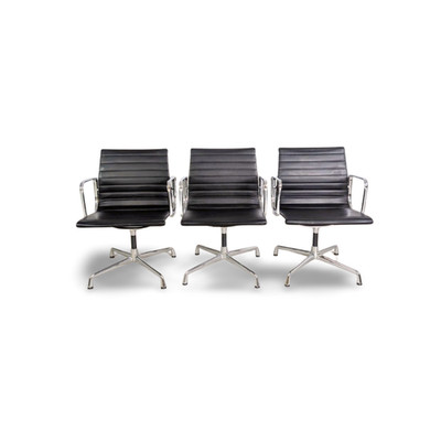 Original 1x Vitra Charles & Ray Eames Stuhl EA 108 Leder schwarz