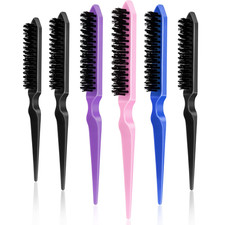 6 Pcs Teasing Brush for Fine Hair Nylon Rat Tail Brush Set Women Three Row Salon