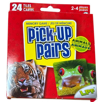 Pick-Up Pairs Memory Card Game Animals 24 Tiles