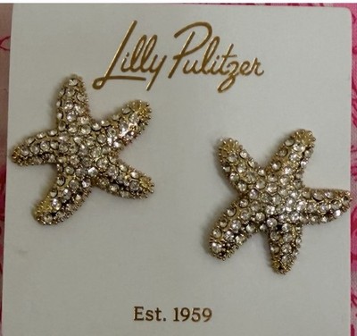 NWT Lilly Pulitzer Starfish Stud Earrings Gold Metallic