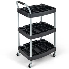 3 Layer Tool Cart w/ Lockable Universal Wheels and Multiple Divider