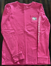 Vineyard Vines Christmas Elf Whale Pink Long Sleeve T Shirt Youth L 14 unisex