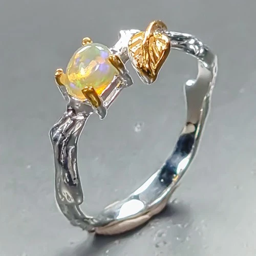 Handmade Natural Opal Ring 925 Sterling Silver Size 6 /R462944