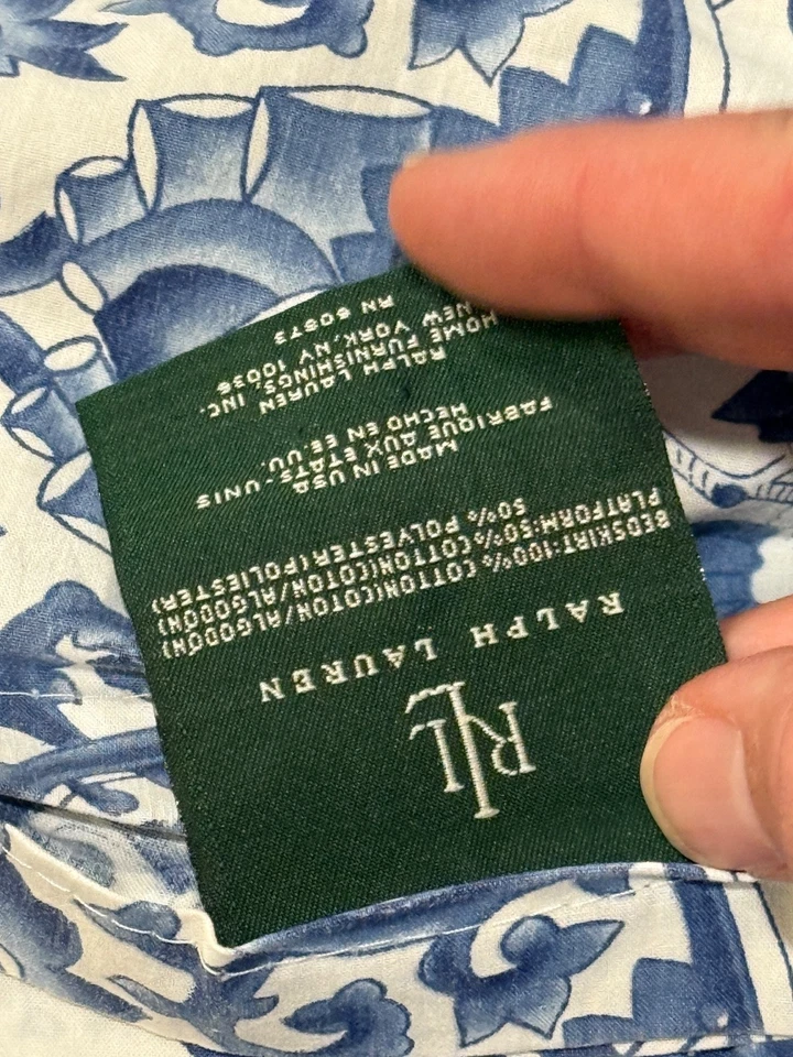 Ralph Lauren Tamarind Porcelain Blue Bird Set of 2 Twin Bed Skirts Dust Ruffle  - Image 4 of 4