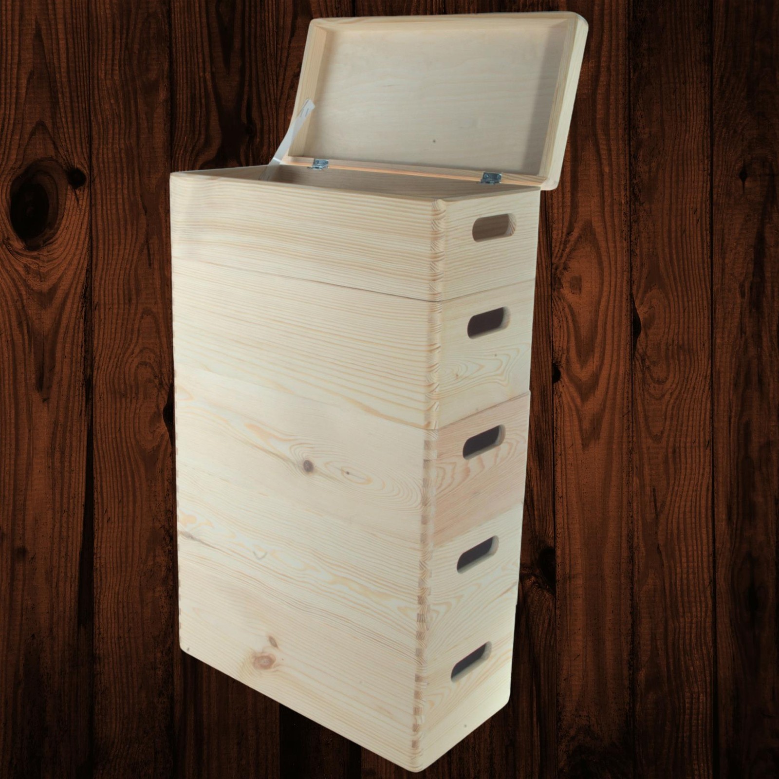 5 Tier Long Wooden Crate Set Stackable Lidded Boxes Narrow Storage 40x20x66.5 cm